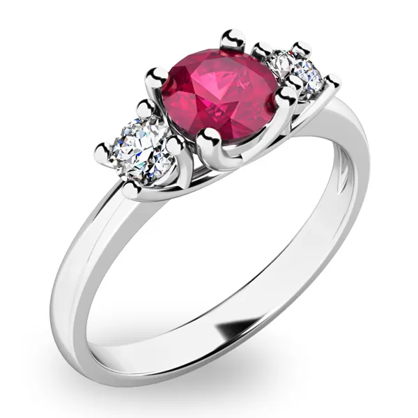 Zlatý prsteň s rubínom a diamantmi 10803b-ruka