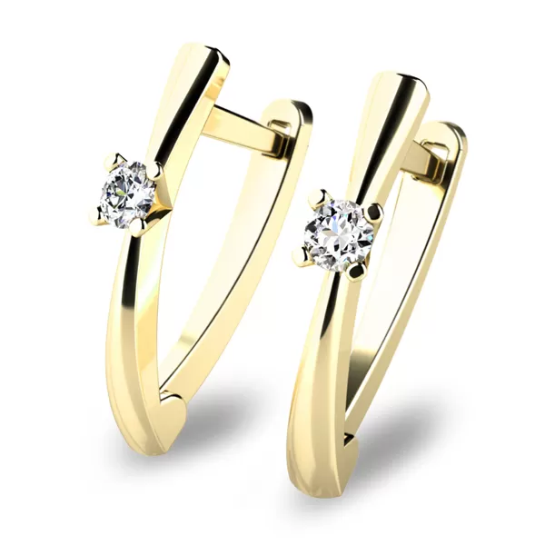 Dámske náušnice žlté zlato 585/1000 prírodný diamant 0,120 ct G/SI prívesok 10830-ZL-DIA