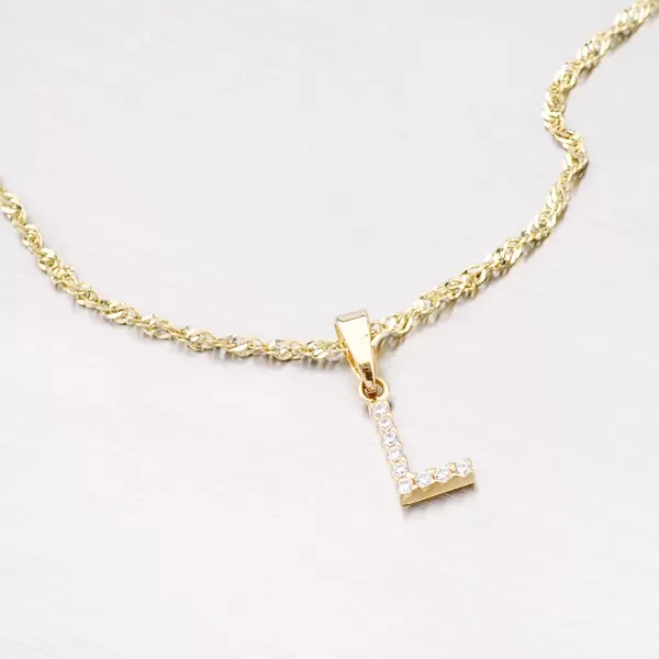 Prívesok zlato 585 - písmeno L so zirkónmi 13-152-L