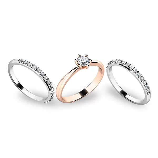 Zásnubný prsteň zlatý mix 585/1000 zirkón set 10819-SET02-RB