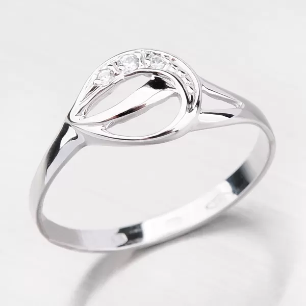 Prsteň z bieleho zlata so zirkónmi 41-NF163B