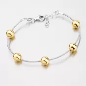 Strieborný náramok so pozlátenými guličkami XKXC-4002-ES