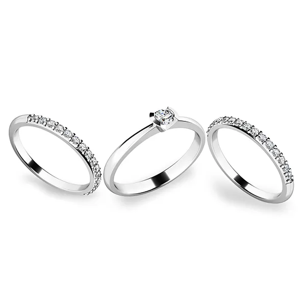 Krásny set zásnubných prsteňov z bieleho zlata 10840-SET02-BB