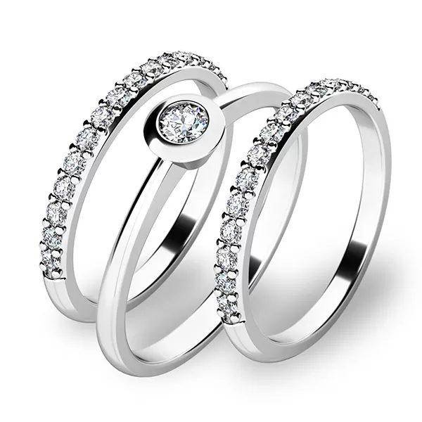 Set zásnubných prsteňov z bieleho zlata 10807-SET02-BB