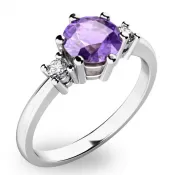 Nádherný prsteň s ametystom diamantmi 10856B-AME