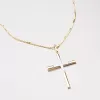 Zlatý prívesok v tvare kríža s gravírovaním 43-2758
