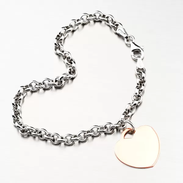 Strieborný náramok so srdiečkom s možnosťou rytiny B1601696-1132-SLX