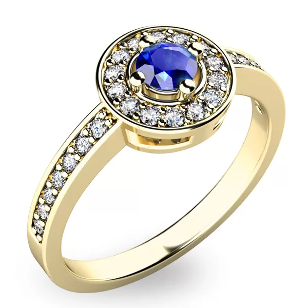 Zlatý prsteň so zafírmi a diamantmi 10802Z-SAF