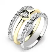 Zásnubný prsteň zlatý mix 585/1000 zirkónový zásnubný set 10849-SET02-ZB