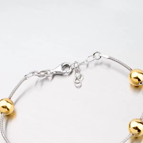 Strieborný náramok so pozlátenými guličkami XKXC-4002-ES