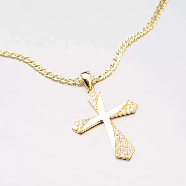 Zlatý kríž so zirkónmi 43-21185