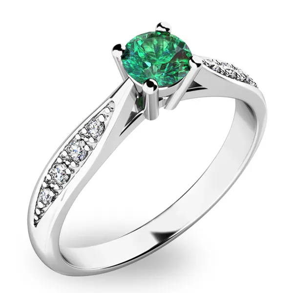 Dámsky prsteň s smaragdom a diamantmi 10745b-SMAR