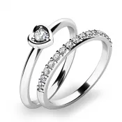 Nádherný set zásnubných prsteňov z bieleho zlata 10849-SET01-BB