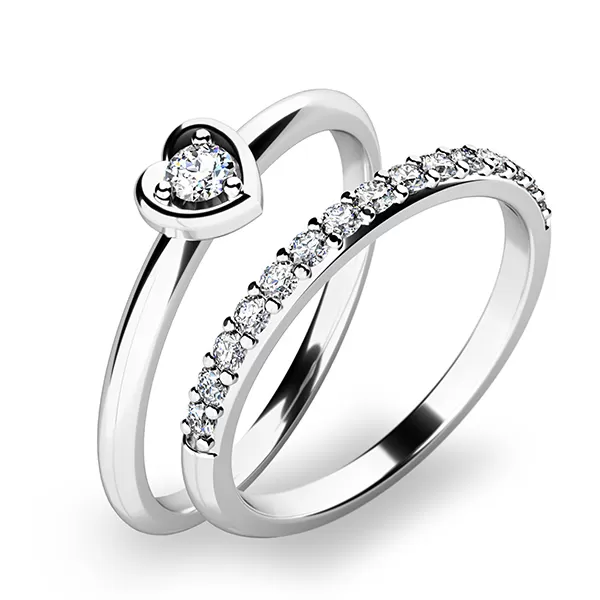 Nádherný set zásnubných prsteňov z bieleho zlata 10849-SET01-BB