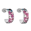 Strieborné náušnice kruhy s kryštálmi Swarovski mix farieb polkruh 31118.4 Galaxy