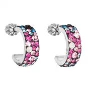 Strieborné náušnice kruhy s kryštálmi Swarovski mix farieb polkruh 31118.4 Galaxy
