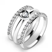 Zásnubný prsteň z bieleho zlata 585/1000 zirkónový zásnubný set 10849-SET02-BB