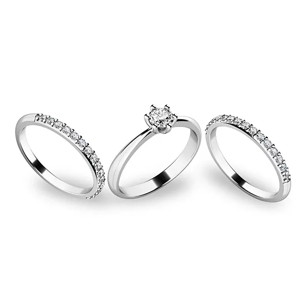 Zásnubný prsteň biele zlato 585/1000 zirkón set 10819-SET02-BB