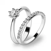 Zásnubný prsteň biele zlato 585/1000 zirkón set 10819-SET01-BB