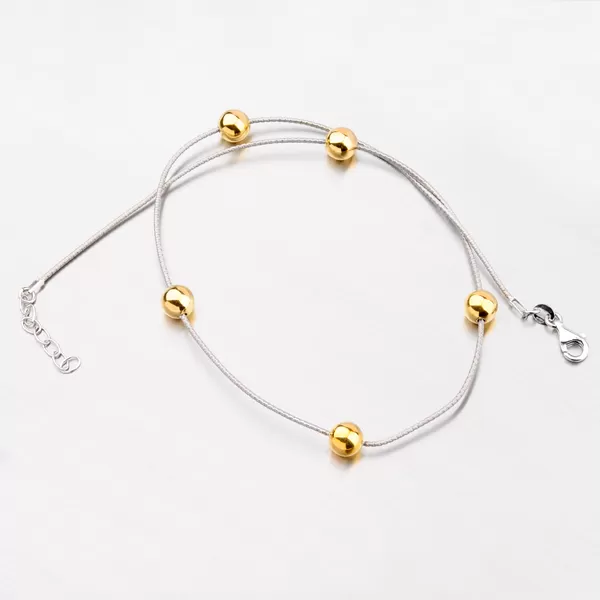 Strieborný náhrdelník so pozlátenými guličkami XKXC-5005-ES