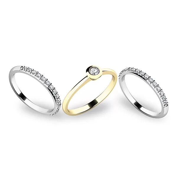 Set zásnubných prsteňov zo žltého a bieleho zlata 10807-SET02-ZB