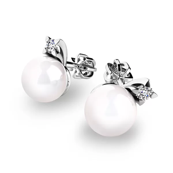 Kôstky s perlami a diamantmi 10890-B-DIA-FW