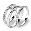 Zásnubný prsteň biele zlato 585/1000 zirkón set 10819-SET02-BB
