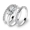 Zásnubný prsteň z bieleho zlata 585/1000 zirkónový zásnubný set 10803-SET02-BB