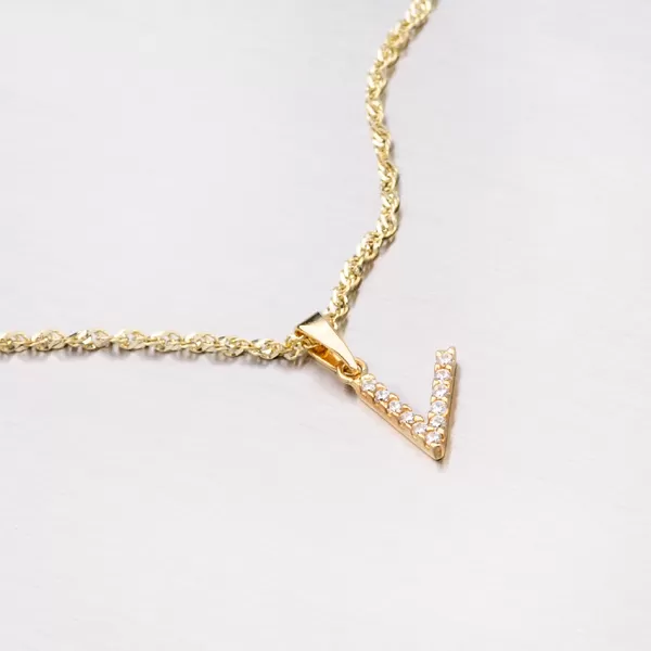 Prívesok písmeno V - zlato 585 so zirkónmi 13-152-V