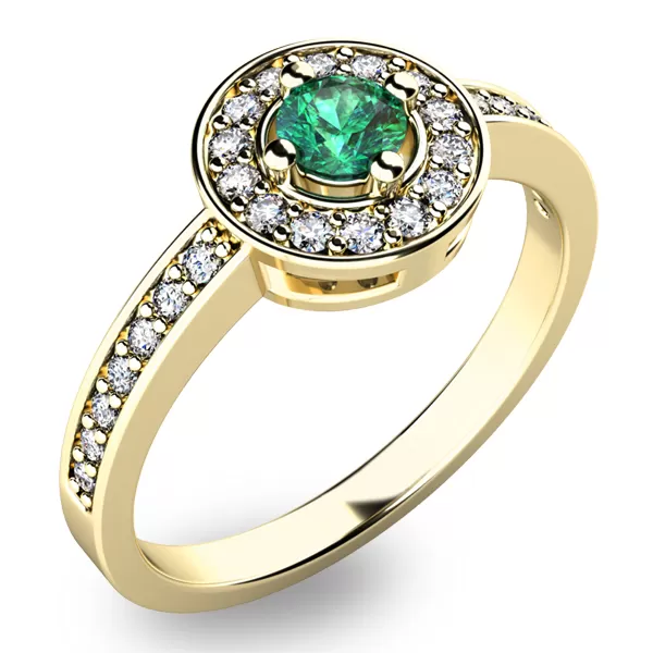 Zlatý prsteň s smaragdom a diamantmi 10802Z-SMAR