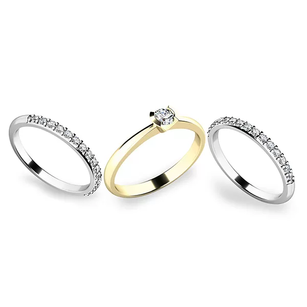 Krásny set zásnubných prsteňov zo žltého a bieleho zlata 10840-SET02-ZB