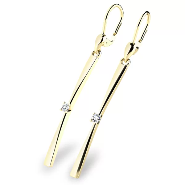 Dámske náušnice žlté zlato 585/1000 prírodný diamant 0,090 ct G/SI prívesok 10831-ZL-DIA