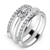 Zásnubný prsteň z bieleho zlata 585/1000 zirkónový zásnubný set 10843-SET02-BB