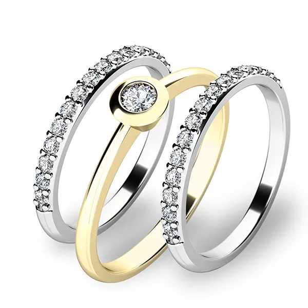 Set zásnubných prsteňov zo žltého a bieleho zlata 10807-SET02-ZB