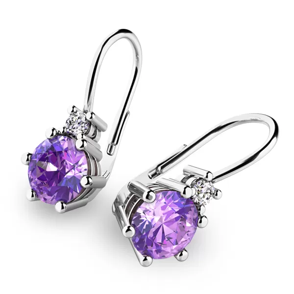 Náušnice s tanzanitmi a diamantmi 10857-B-TAN