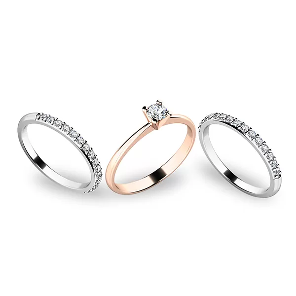 Zásnubný prsteň zlatý mix 585/1000 zirkón osadený v kombinácii ružovej 10820-SET02-RB