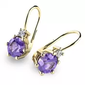 Náušnice s ametystmi a diamantmi 10857-ZL-AME