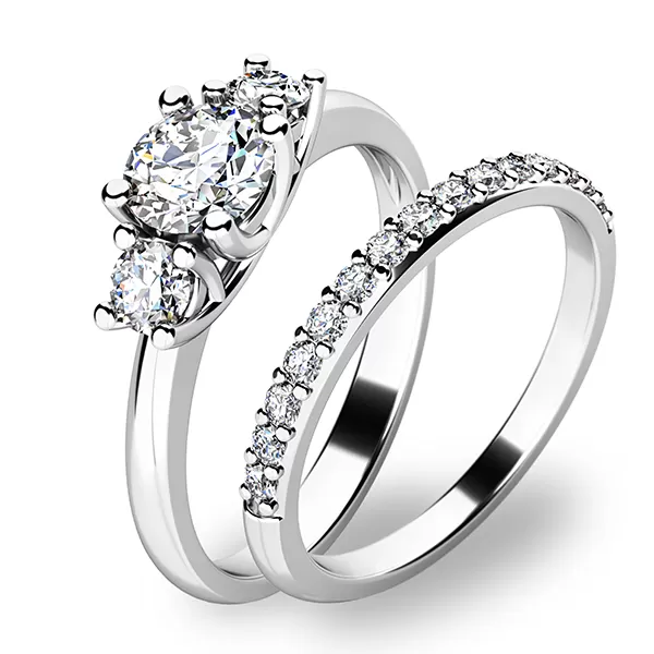 Zásnubný prsteň z bieleho zlata 585/1000 zirkónový zásnubný set 10803-SET01-BB