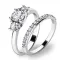 Zásnubný prsteň z bieleho zlata 585/1000 zirkónový zásnubný set 10803-SET01-BB