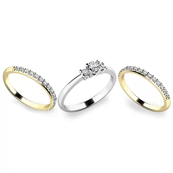 Zásnubný prsteň zlatý mix 585/1000 zirkónový zásnubný set 10843-SET02-BZ