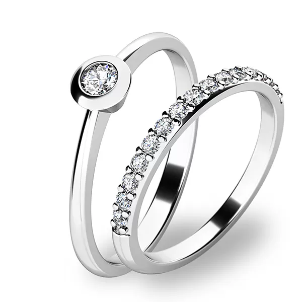 Set zásnubných prsteňov z bieleho zlata 10807-SET01-BB