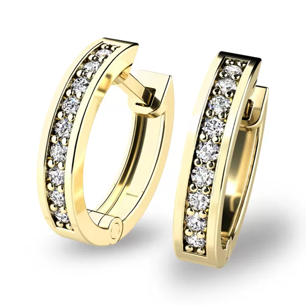 Dámske náušnice žlté zlato 585/1000 prírodný diamant 0,216 ct G/SI kruhy s diamantmi 10894-ZL-DIA