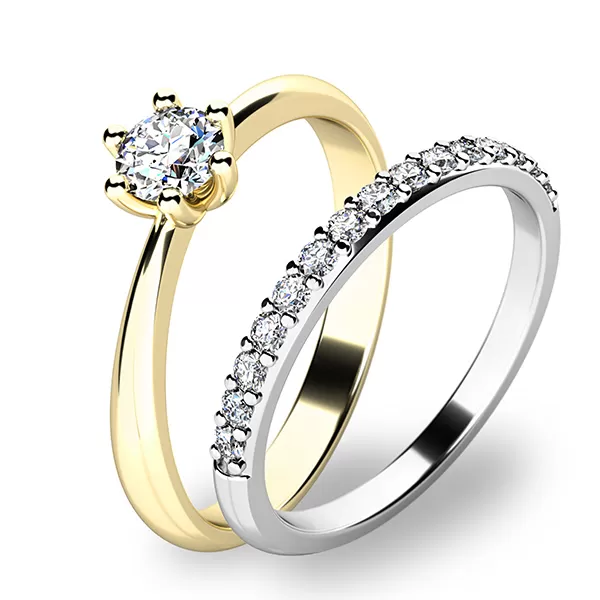 Set prsteňov zo žltého a bieleho zlata 10819-SET01-ZB