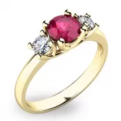 Zlatý prsteň s rubínom a diamantmi 10803Z-RUB