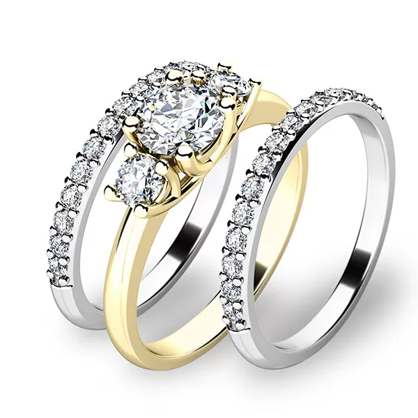 Zásnubný prsteň zlatý mix 585/1000 zirkón set 10803-SET02-ZB