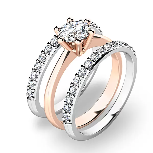Set zásnubných prsteňov z kombinovaného zlata 10720-SET02-RB