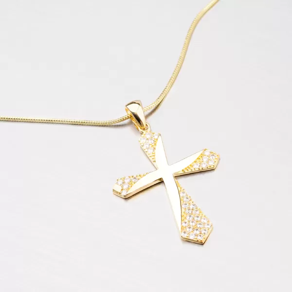 Zlatý kríž so zirkónmi 43-21185