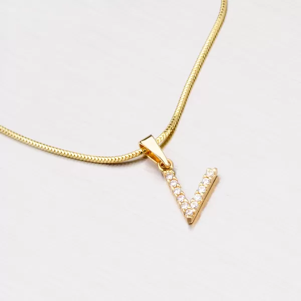 Prívesok písmeno V - zlato 585 so zirkónmi 13-152-V