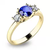 Zlatý prsteň so zafírom a diamantmi 10803Z-SAF