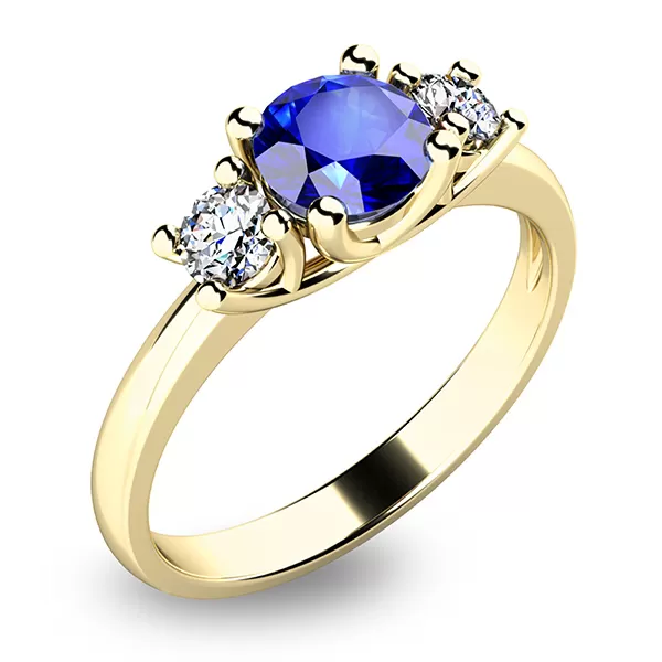 Zlatý prsteň so zafírom a diamantmi 10803Z-SAF